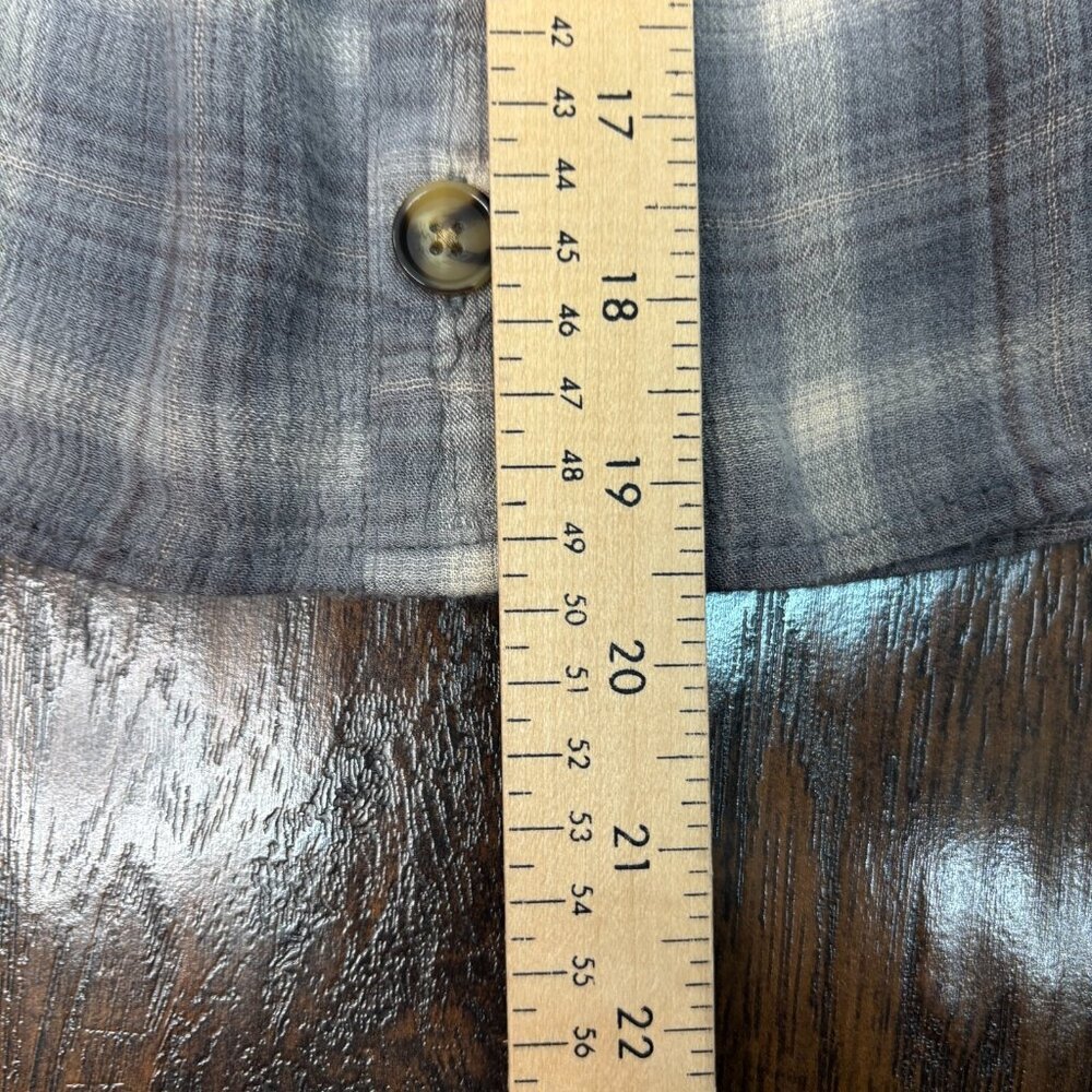 Maurices Top XL Gray Plaid Off-the-Shoulder Button Short Sleeve‎ Blouse Women's - Picture 10 of 12